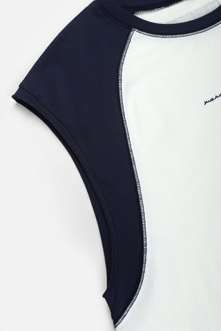 Raglan Sleeveless Muscle Tank - Navy